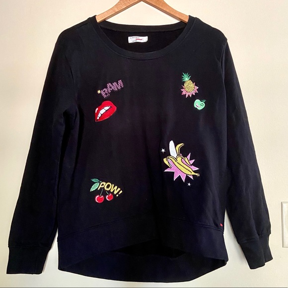Castro Tops - Sweatshirt with Onomatopoeia & Fruit Patches